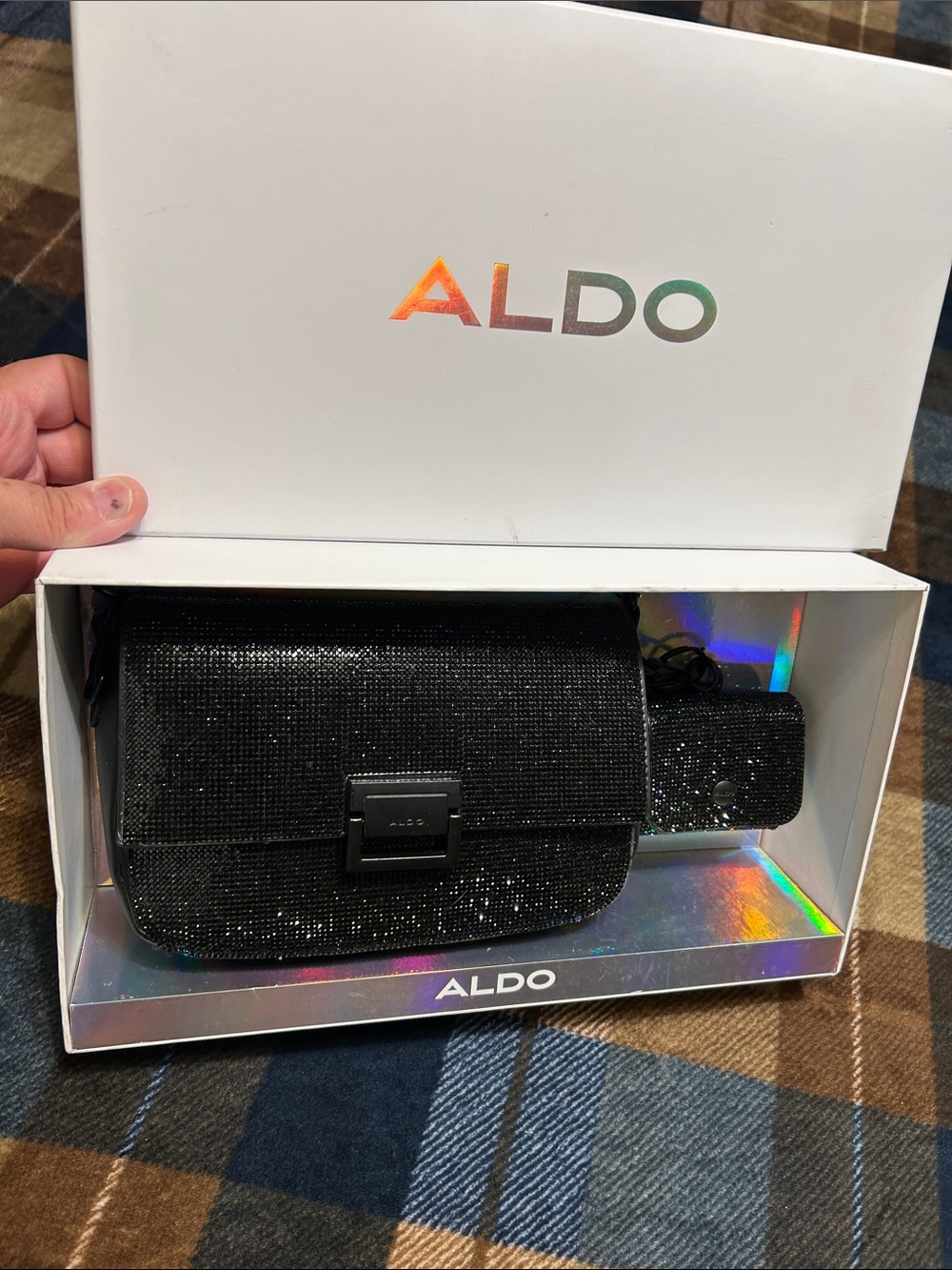 Aldo Black Sparkle Crossbody Bag
